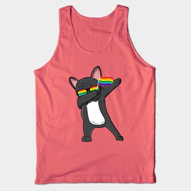 Cute Pug Dabbing Gay Pride Flag Love Wins Tank Top by dconciente